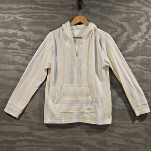 Roxy Girl SZ XL Pastel Stripe Kangaroo Pocket Hooded Beach Sweater